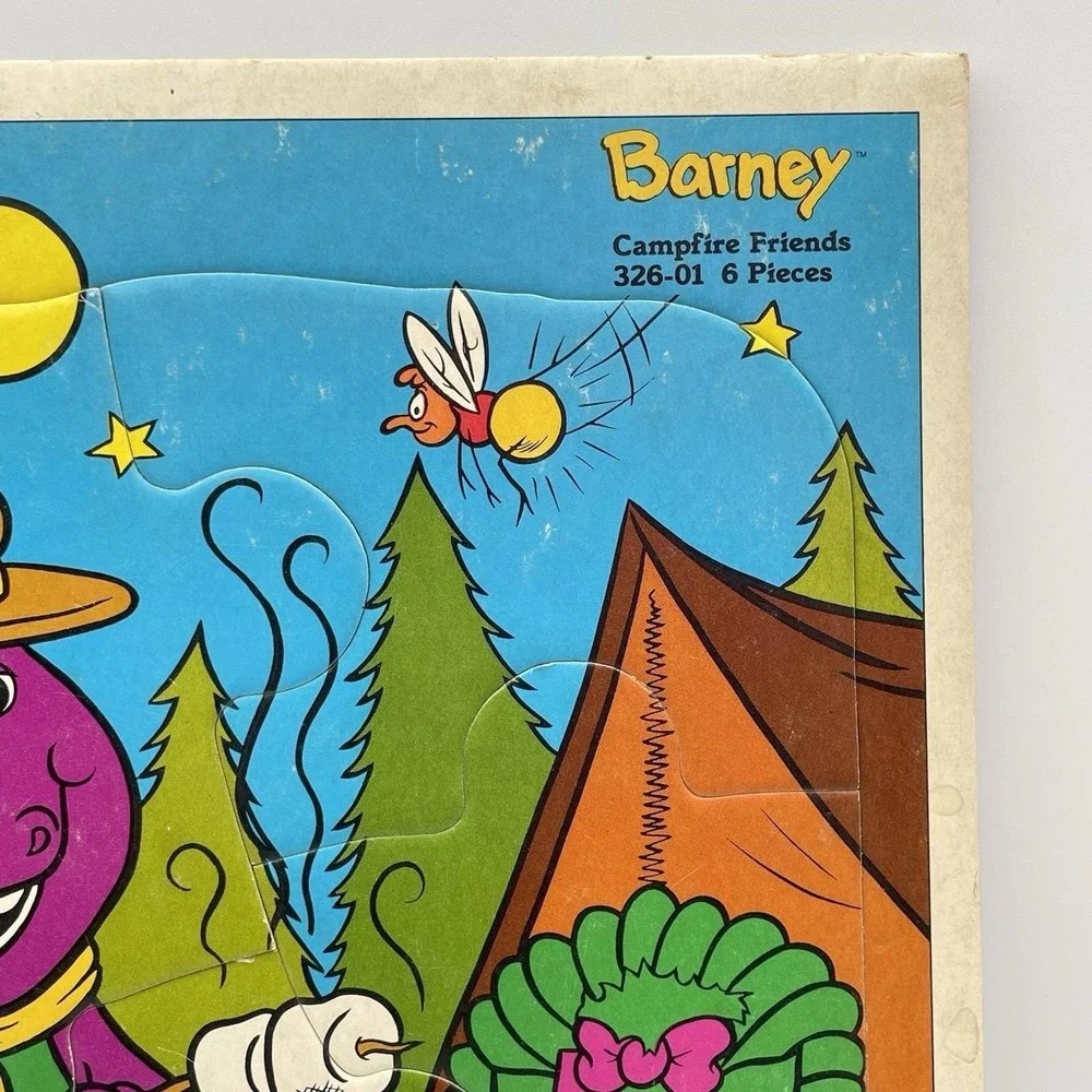 Vintage 1993 Playskool Barney Campfire Friends 6 Pc Puzzle Baby Bop USA Lyons